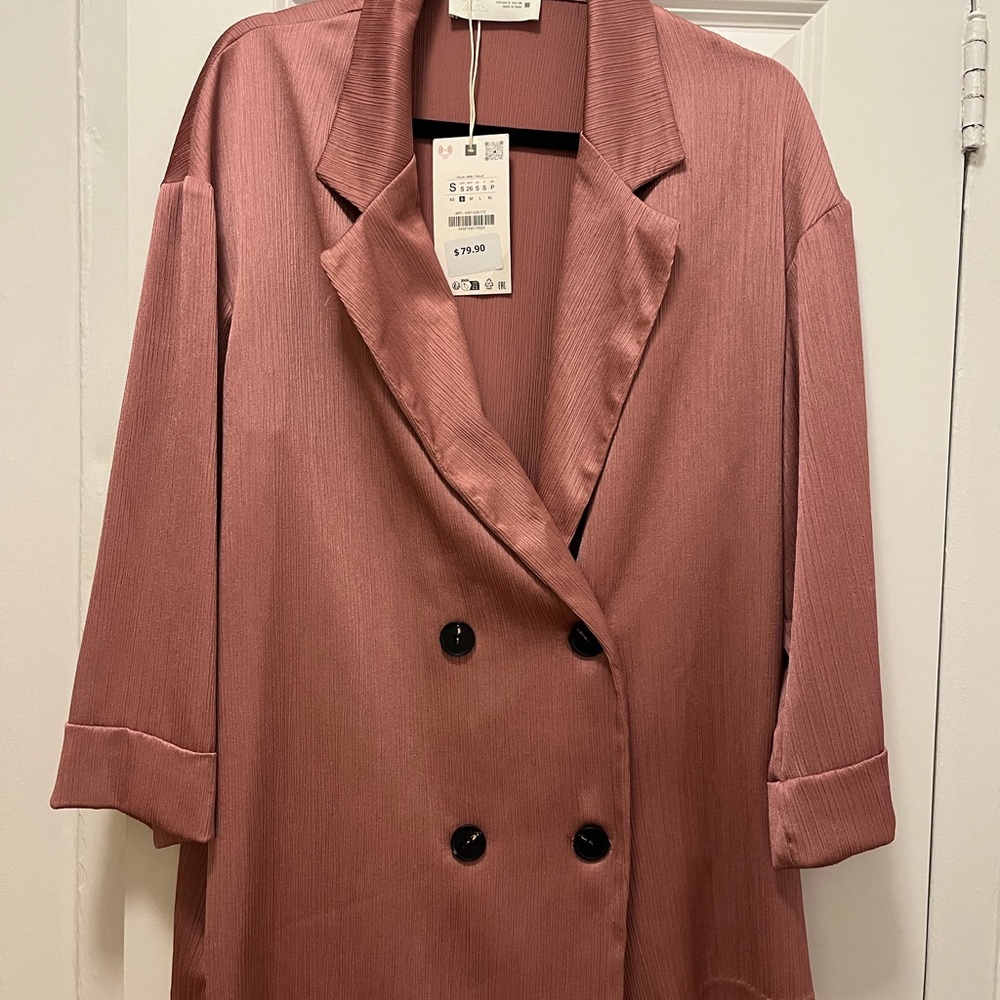 Zara Mauve Double-Breasted Blazer